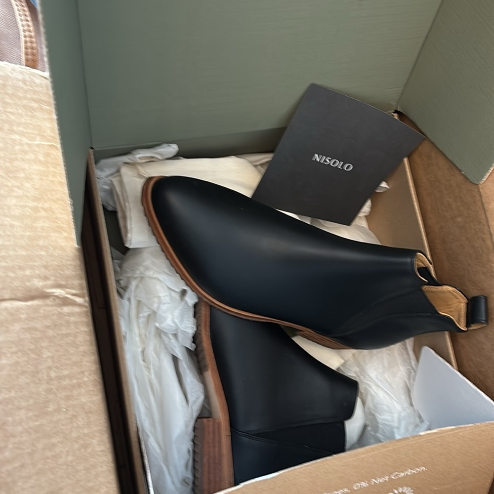 Black Leather Ankle Boots